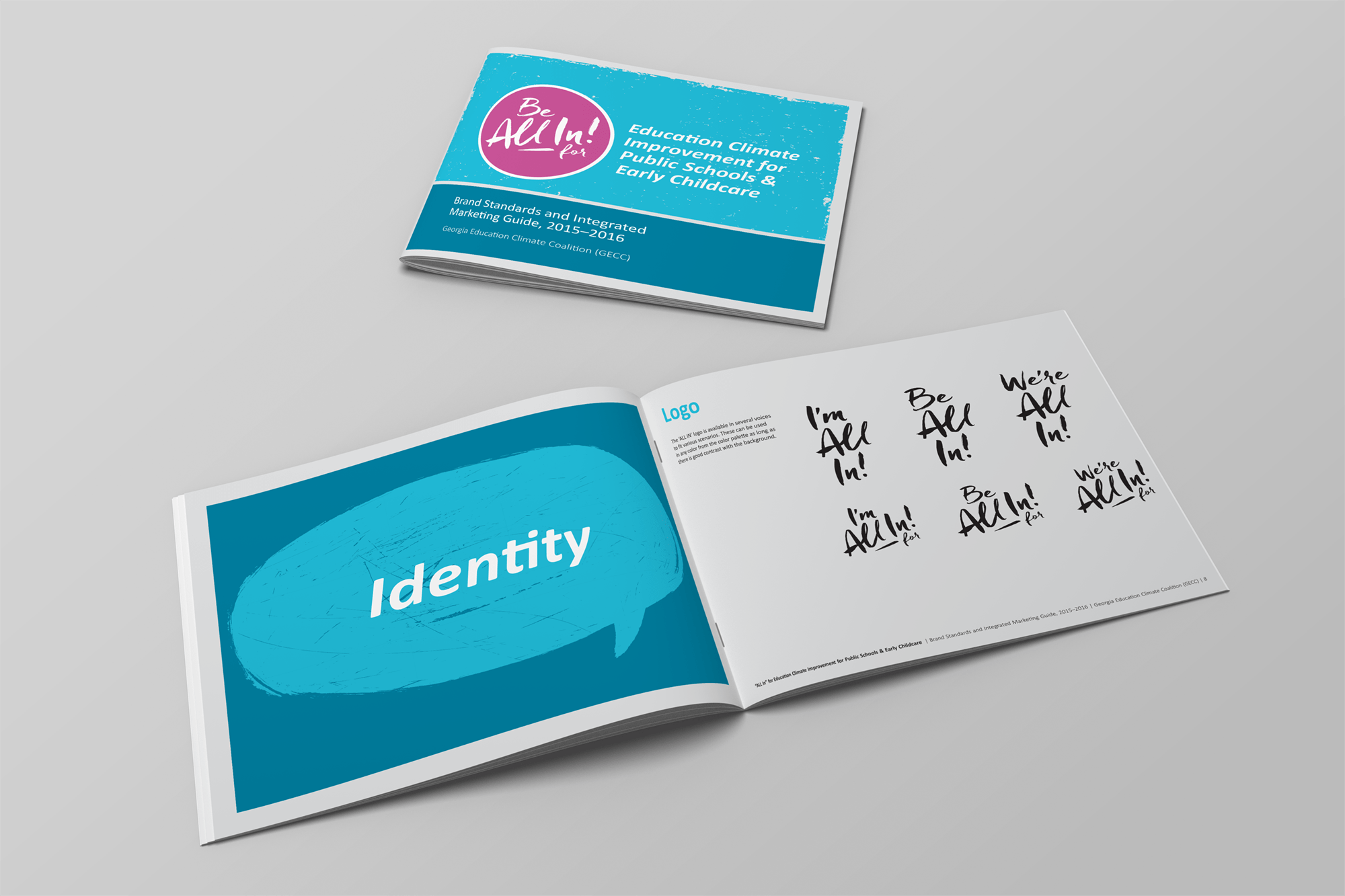 Letter size cover branding book free mockup to showcase your branding design in a photorealistic look. All In Campaign Brand Book Tess Perez