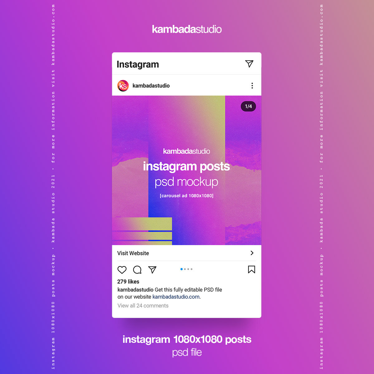 In today’s technological world, social media platforms dominate the internet and instagram is the biggest photo sharing platform around. Instagram 1080x1080 Posts Psd Mockup Kambada Studio