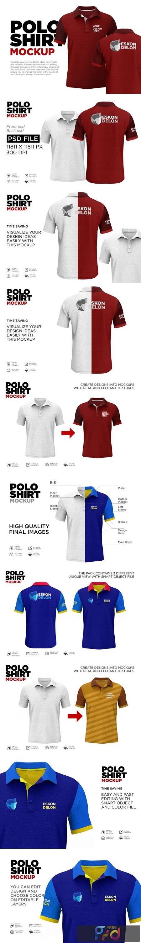 21+ Download Free Polo Shirt Mockup Front And Back&nbsp;Psd